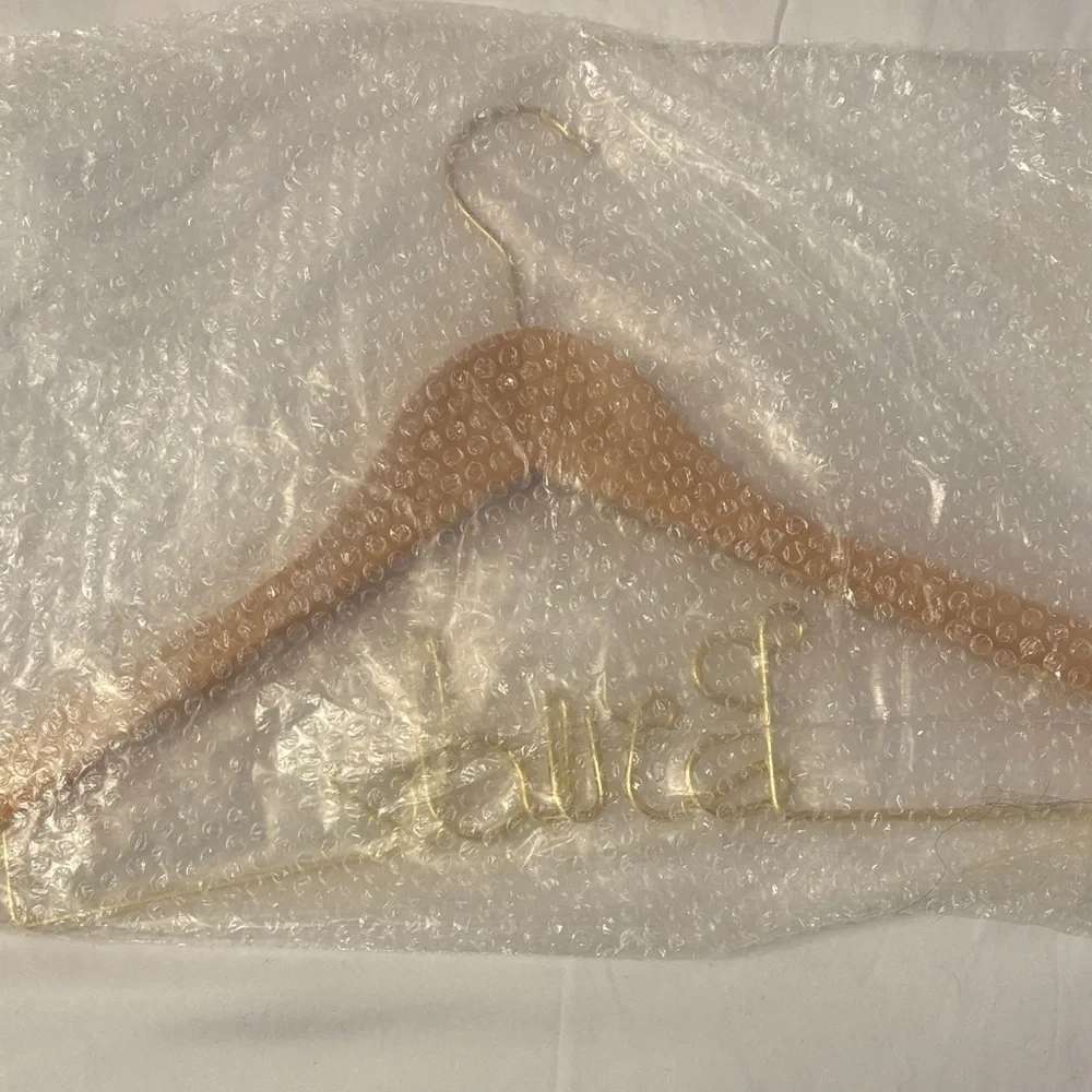 “Bride” Custom Gold Wire & Wood Wedding Dress Hanger